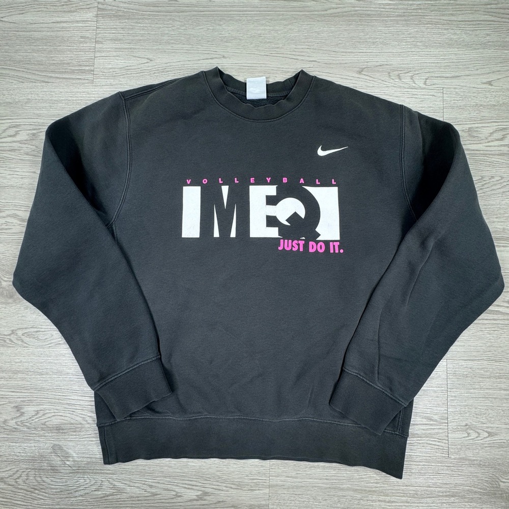 Nike Men's Sweatshirt MEQ Volleyball Just Do It Graphic Black Medium Crewneck